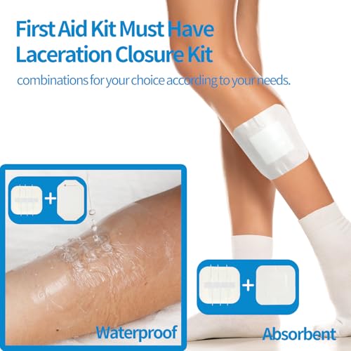 Emergency Laceration Closures, Zipstitch Wound Closure Device (4 Set) - 2 Types Laceration Repair Without Stitches, Easy to Use Wound Closure Kit for Home, Outdoors 4 Set (Mixed)