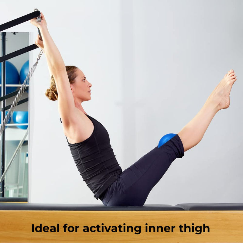 Pilates 4" (10cm) Mini Ball for AeroPilates, Yoga, Fitness, Strength, Mat Pilates Blue-with-Pump
