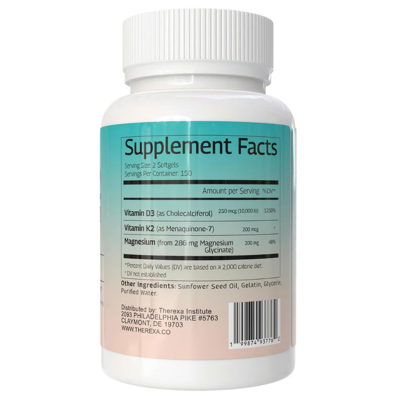 Vitamin D3 K2 10000 IU Magnesium Supplement - Extra Strength with 10,000 IU Vitamin D3 + K2 MK-7 200 mcg and Magnesium Glycinate Supplements Complex - 300 Softgels