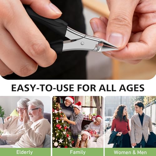 BALUCA Professional Straight Edge Toenail Clippers for Thick Nails & Ingrown Toenails - Heavy Duty Long Handle Nail Clippers for Seniors and Adults with Precision Design for Pain-Free Grooming,Black Black