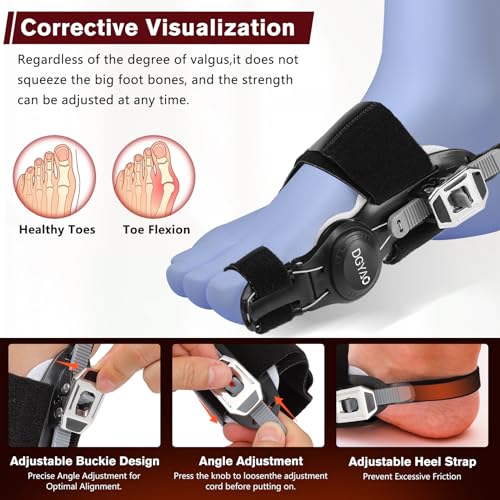 TUOB Bunion Corrector for Women & Men Big Toe, Toe Straightener Device with Adjustable Bunion Splint, Bulit in Silicone Bunion Pad Benefit for Pain Relief