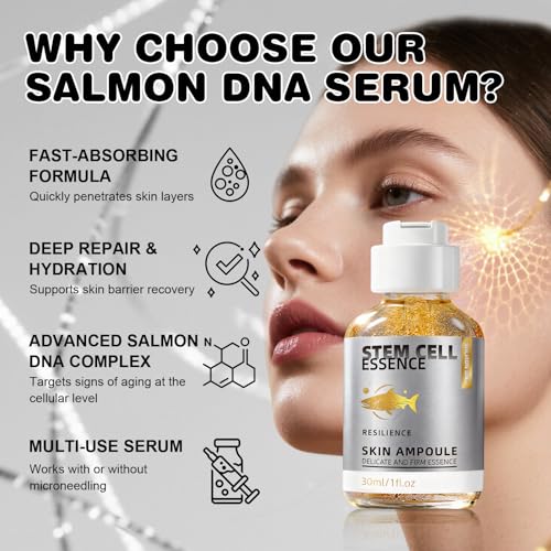 Salmon DNA Serum – Salmon DNA Microneedling Serums for Face, Anti-Aging Hydration Booster, Skin Repair, Brightening & Firming Serum for Use with Microneedling, Derma Roller & Pen 1 Fl Oz (Pack of 1)