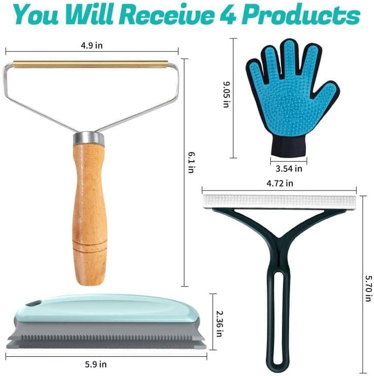 Dog Hair Remover, Pet Hair Remover for Furniture, Couch, Carpet, Clothes, Car, Pet Hair, Portable Dog Cat Hair Remover, Reusable Pet Hair Remover Tool 5SET - BeesActive Australia