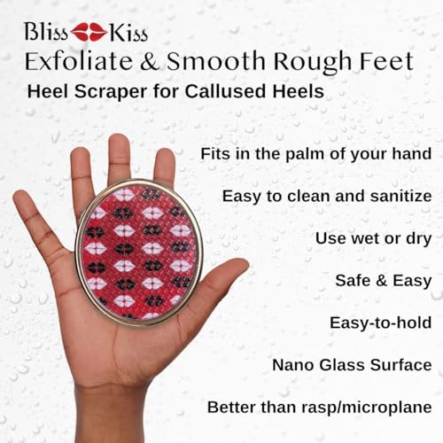 Bliss Kiss Nano Glass Foot File & Czech Crystal Glass Nail File with Case | Callus Remover for Feet & Smooth Nail File Set | Pedicure & Manicure Tools
