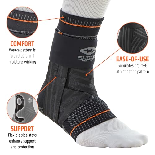 Shock Doctor Ultra Knit Ankle Brace W/Figure 6 Strap & Stays Small