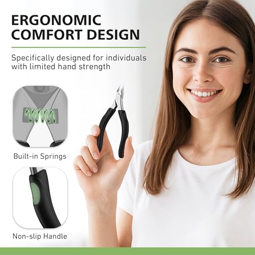BALUCA Professional Straight Edge Toenail Clippers for Thick Nails & Ingrown Toenails - Heavy Duty Long Handle Nail Clippers for Seniors and Adults with Precision Design for Pain-Free Grooming,Black Black