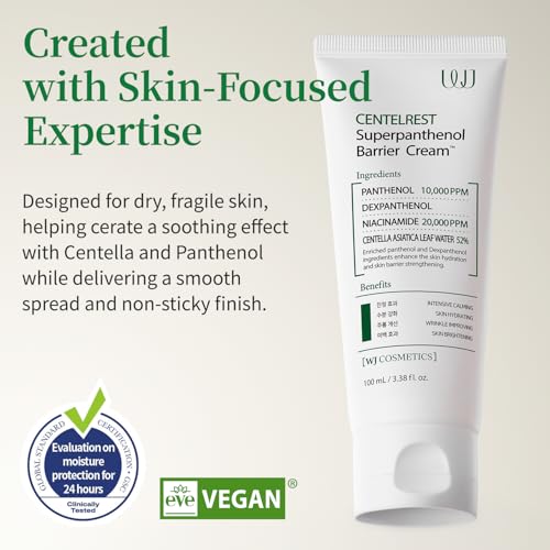WJ Cosmetics Centelrest Superpanthenol Barrier Cream – Deep Hydrating Face Moisturizer with Panthenol, Niacinamide and Centella Asiatica, Gentle Facial Cream for Skin Barrier Support (3.38 fl. oz)