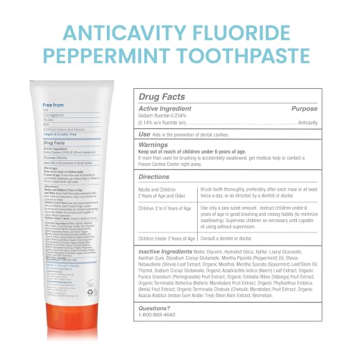 Himalaya Botanique Anticavity Fluoride Toothpaste, Peppermint, 4 oz, 4 Pack 4 Ounce (Pack of 4) Adult Peppermint