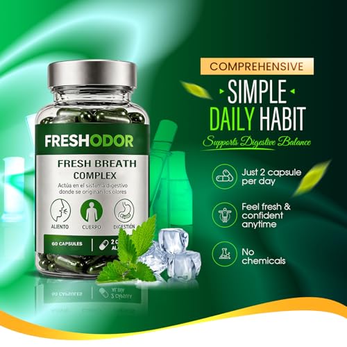 Chlorophyll Capsules, Freshodor Para Mal Aliento with Chlorophyll Mint Parsley, Breath Freshener Herbal Solution, Eliminate Body & Breath from Within(1) 1