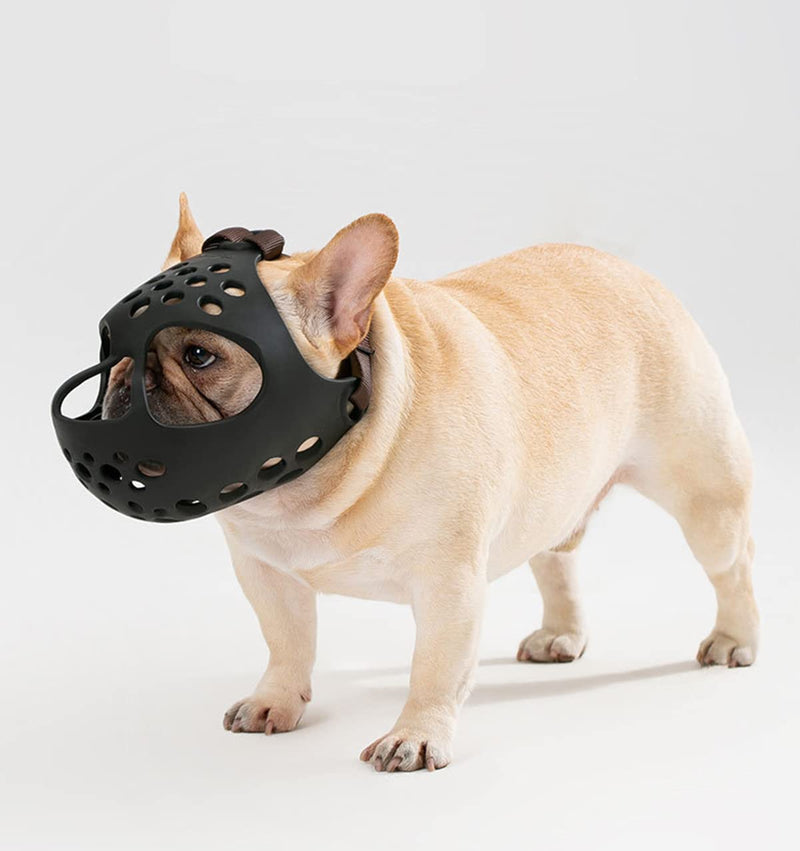 Muzzle with short snout-French Bulldog-adjustable-anti-bite, anti-bark L - BeesActive Australia