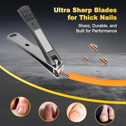 Ingrown Nail Clippers, Slanted Blade Toenail Clippers for Ingrown & Thick Toenails, Professional Non-Slip Toe Nail Cutter, Angled Nail Clippers for Seniors, Men & Women