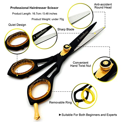 Professional Barber Shears Kit Tools - Hair Cutting Scissors Set for Hairdresser/Hair Salon + Thinning/Texture Hairdressing Haircut Shear for Beautician + Straight Razor + 10 Blades with Case