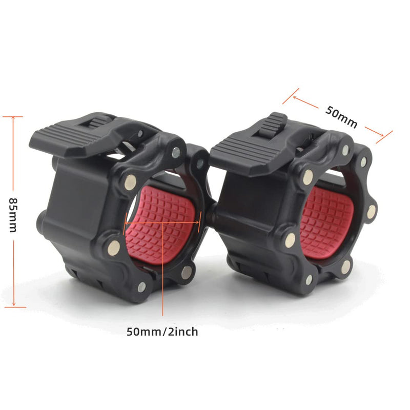 2 inch Olympic Barbell Clamps with Magnets Double Lock Non-Slip Magnetic Weight Clips 50mm Barbell Collars Quick Release Barbell Clips for Weightlifting Bars Body-Building Apparatus