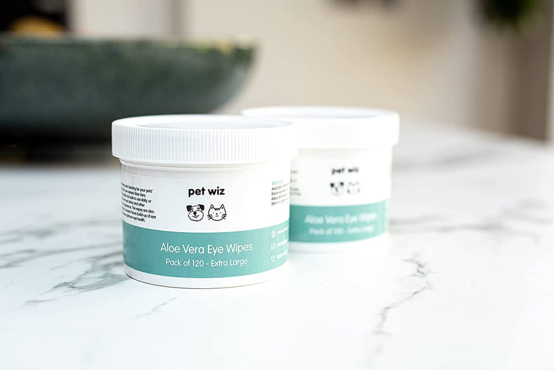 pet wiz Vet Approved | 240 Extra Large Natural Eye Wipes | Gentle & Soothing 2 Tubs (240 Wipes)
