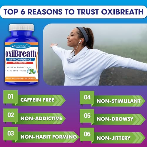 Oxi-Breath Oral Probiotics for Bad Breath – Probiotic Breath Freshener with Lactobacillus Acidophilus – Oral Care Supplement for Gum Health, Gut Restore & Fresh Breath 120 Ct – 2 Months Supply