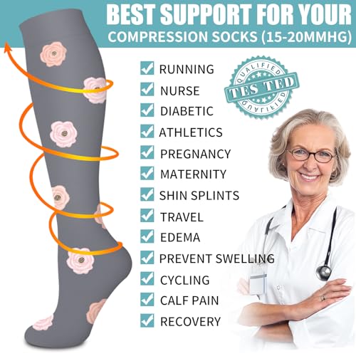 Laite Hebe Compression Socks for Women & Men Circulation(6 pairs)-Graduated Supports Socks for Running, Athletic Sports 01-Assorted28 Large-X-Large