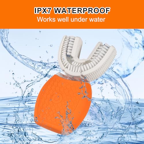 Electric U-Shaped Ultrasonic Toothbrush 360 Degree Clean Sonic Toothbrush Orange 1 Count (Pack of 1)