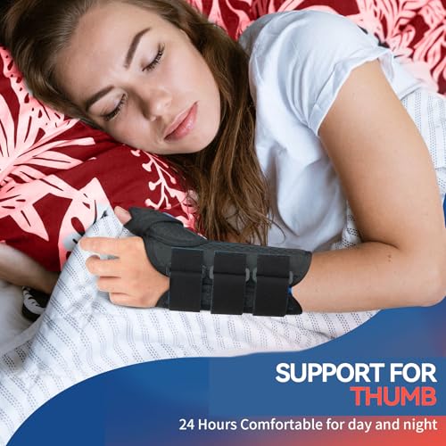 FEATOL Lightweight Carpal Tunnel Wrist Brace for Daily Work, 7 inches Comfortable & Adjustable Night Support for Women Men, Pain Relief for Tendonitis, Sprains, Arthritis, Righ Hand, Large