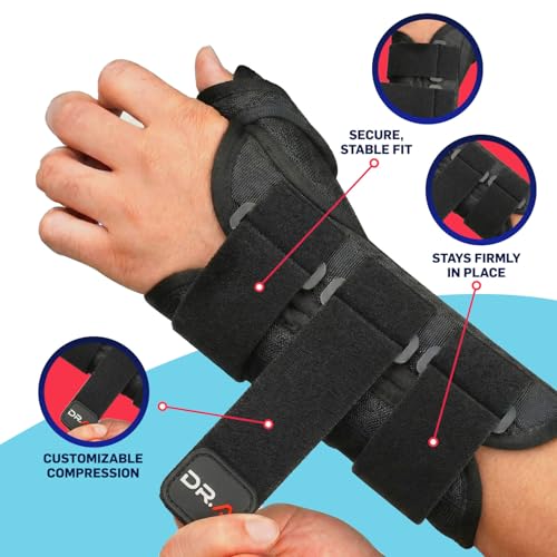 Doctor-Developed Carpal Tunnel Wrist Brace Night Support, Thumb Spica Splint Left Hand for De Quervains Tenosynovitis, Tendonitis, Wrist Brace With Thumb Support-Small/Medium-Women & Men, Black Left Hand - Black Small/Medium
