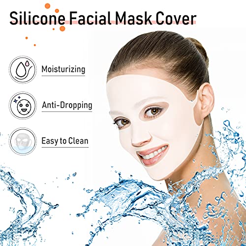 Maitys 32 Pcs Silicone Face Mask & Anti-Wrinkle Patches,Clear, Milk White Clear, Milk White