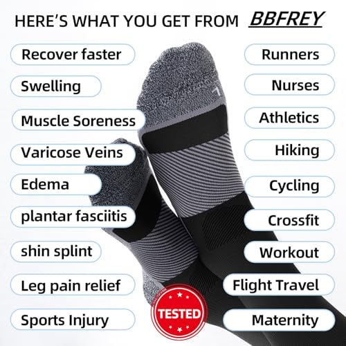 Medical Compression Socks 20-30 mmHg for Men Women (3 Pairs) - Best Support for Daily Wear, Flying, Sport, Circulation Large-X-Large Black