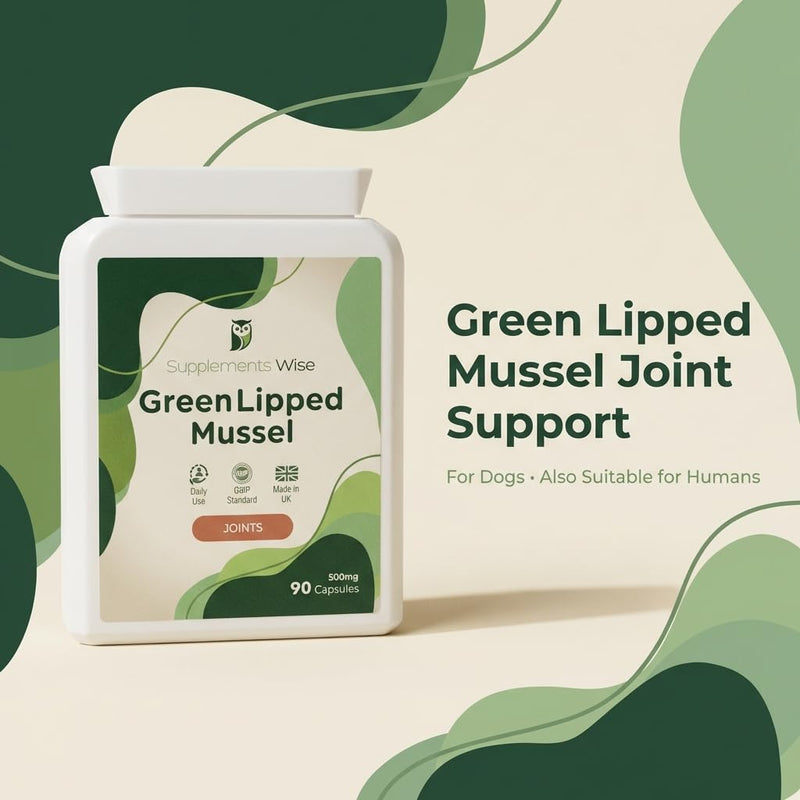 Green Lipped Mussel for Dogs - Also for Humans - 90 x 500mg - Green Lipped Mussel Capsules - Pure New Zealand Powder - Hip, Knee and Joint Care Supplement - Naturally Contains Omega 3 90 count (Pack of 1)