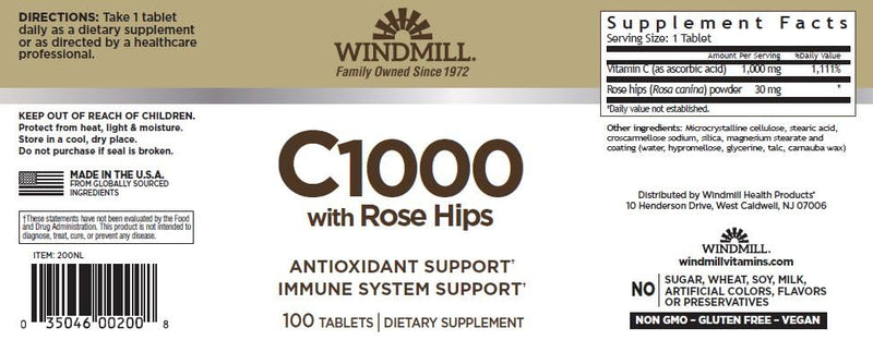 Vitamin C TABS 1000MG R/H WMILL Size: 100