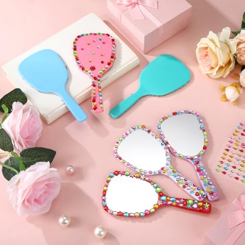Wonderjune 24 Pcs Hand Mirror Craft Kit for Girl, Back to School Party Gift