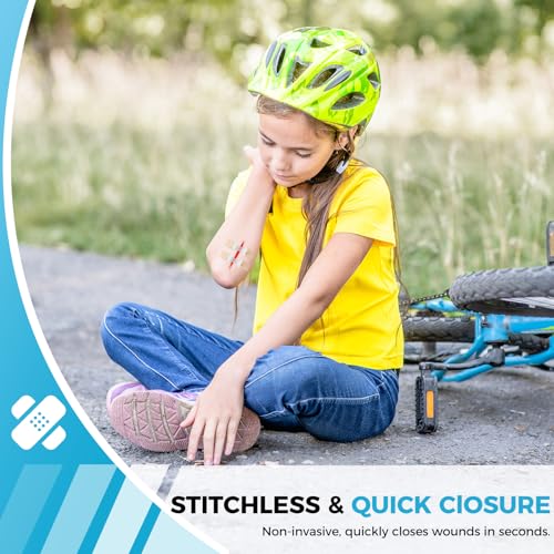 Wound Closure Device 4 Pcs - Zip Sutures & Butterfly Bandage | Stitchless Wound Repair, Rapid Hemostasis for Hiking, Camping, Wilderness Survival | Outdoor First Aid Essentials Non-woven 4 PCS