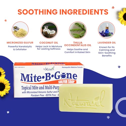 Mite Treatment for Humans 2-Step Kit, Sulfur Lotion & Soap by Mite-B-Gone 2pc Set (Lotion & Soap)