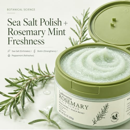 Rosemary Scalp Scrub Exfoliator, 8.11 oz - Sulfate Free Scalp Detox & Reset with Rosemary Oil, Biotin & Peppermint for Build-Up, Oily Scalp & Stronger Hair