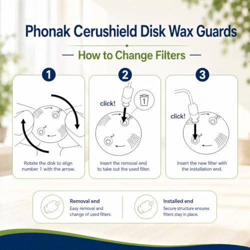 (80 Pcs) Phonak Hearing Aid Wax Guards Filters Cerushield Healthy Care 10 Packs Original Black