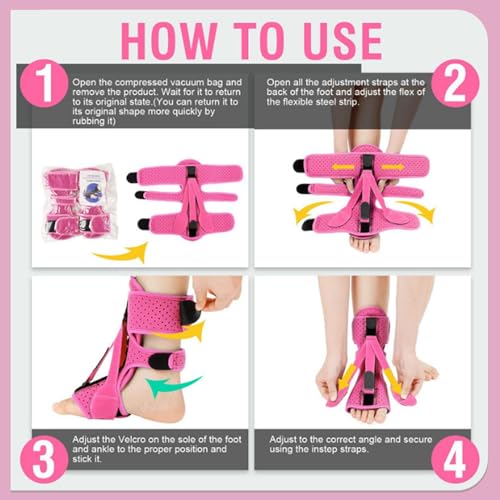 Plantar Fasciitis Night Splint-Upgrade 3 Adjustable Planter Facetious Relief Brace,Plantar Fasciitis Relief Women Men Straps,Support Relief Foot Drop Achilles Tendonitis Day Night(Pink-1PC) Pink 1PC