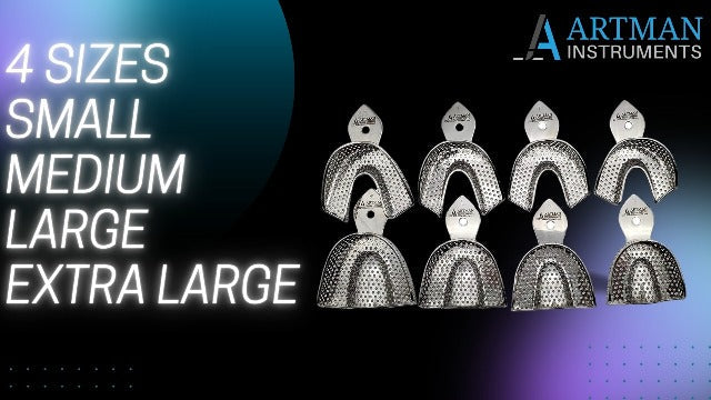 ARTMAN INSTRUMENTS Dental Impression Trays – Set of 8 (Small, Medium, Large, Extra Large) – Stainless Steel, Perforated, Autoclavable, Ideal for Denture & Orthodontic Impressions