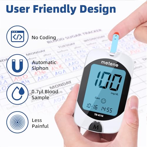 Metene TD-4116 Blood Glucose Test Strips, 100 Count, No Monitor 1 Count (Pack of 100)