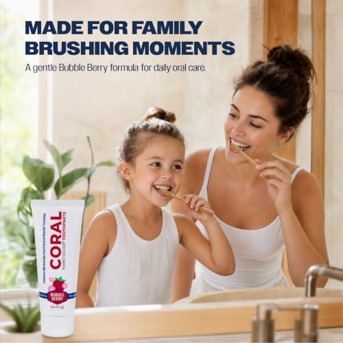 Coral Nano Silver Bubble Berry Kids Toothpaste, Natural Fluoride Free Teeth Whitening Toothpaste, Coral Calcium Nano Silver Infused SLS Free - 4 Ounces (2 Pack) 4 Ounce (Pack of 2)