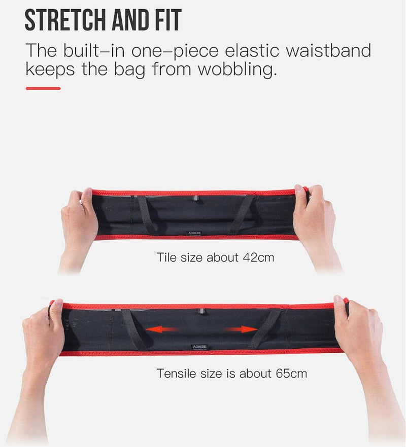 AONIJIE Running Belt Fanny Pack with 250ml Soft Water Bottle Flask for Women Men, Moisture Wicking Waist Pack Great for Marathon Climbing Jogging Cycling, for 6.8in Mobile Phone (Full Black: S/M) Full Black: S/M - BeesActive Australia