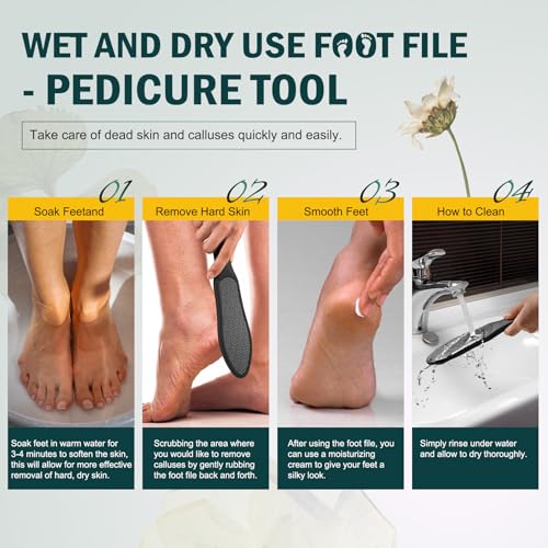 FVION Double-Sided Nano Glass Foot File for Callus Remover - Highly Effective Hard and Dead Skin Remover for Cracked Heels and Dry Skin (Black) Black