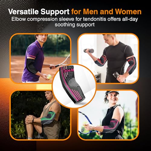 Doc Miller Medium Size | 1 Pair Pink Ankle Brace & 1 Pair Pink Elbow Brace | Compression Support for Men & Women | Brace for Pain Relief | Supports Workout Recovery