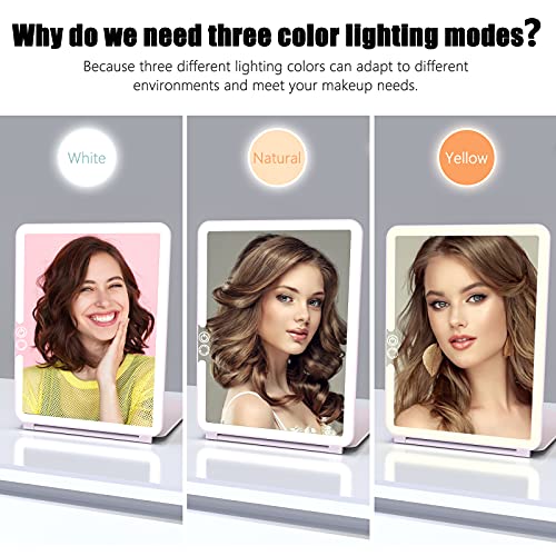 WEILY Portable Travel Mirror ，Foldable Makeup Mirror with 72 LED Lights Pink
