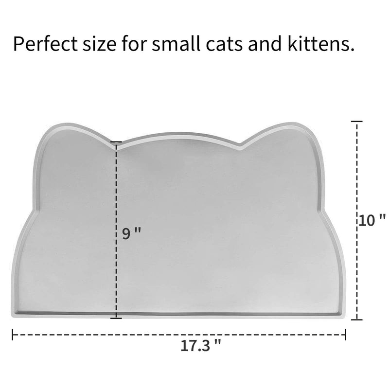 Silicone Cat Feeding Mat, Non-Skid Waterproof Pet Placemat, 17.3 x 10 inches, Grey - BeesActive Australia