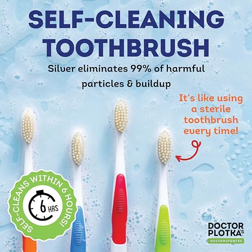 MOUTHWATCHERS Dr Plotkas Soft Flossing Toothbrushes and Whitening Toothpaste by Mouth, Fluoride Free Toothpaste, 4 Adult Manual Soft Toothbrushes, 1 Naturally Sourced Toothpaste Tube