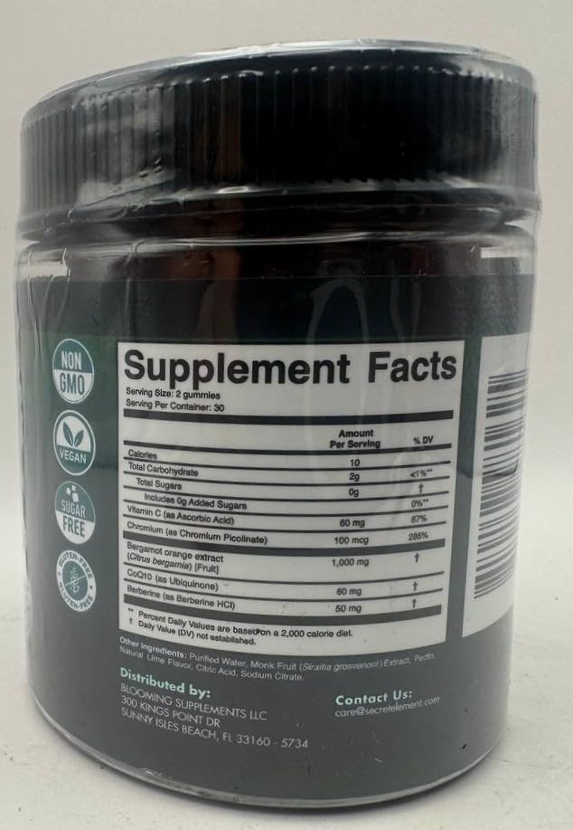 Citrus Bergamot 1000MG Gummies for Women and Men, Citrus Bergamot Extract with Berberine, CoQ10, Chromium & Vitamin C, Metabolic & Antioxidant Support, Sugar Free, Vegan, Lime Flavor, 60 Gummies 60 Count (Pack of 1)