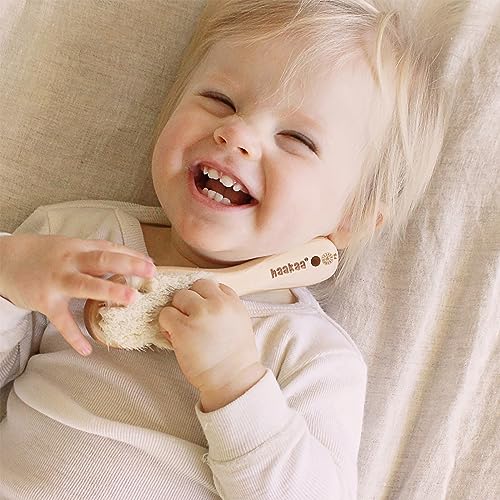 haakaa 360° Baby Toothbrush - Blue Wooden Baby Hair Brush 1PC