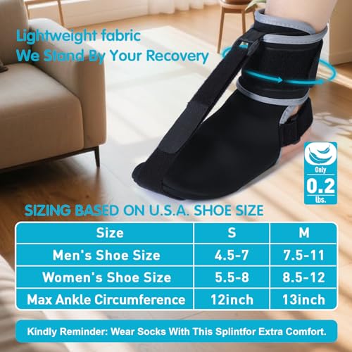 Plantar Fasciitis Night Splint Socks with Massage Ball for Tendonitis, Achilles, Foot Drop, Heel Pain Foot Splint, Adjustable Plantar Fasciitis Brace for women & men, Recover While You Rest and Sleep Small Black 1
