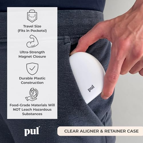 PUL Aligner Care Bundle: Pack of 30 Cleaner Tablets + Gray Aligner Case – For Cleaning & Storing Invisalign, Retainers, Partial Dentures, Mouth & Night Guards, PUL Removal Tool, Dental Removables