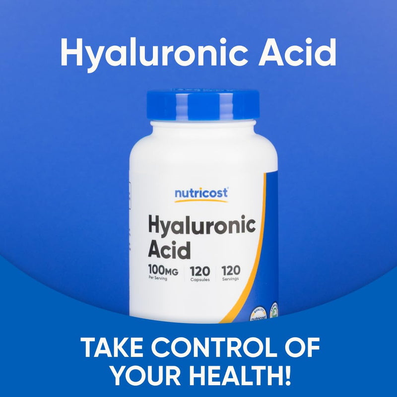 Nutricost Hyaluronic Acid Capsules 100mg,120 Vegetarian Capsules - Gluten Free, Non-GMO (Pack of 2) 120 Count (Pack of 2)