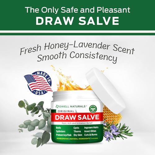 OWELL Naturals Drawing Salve Ointment for Boil & Cyst Removal, Deep Ingrown Hair, Splinter Remover, Bug Spider Bites, Bee Sting, Mosquito Itching, Poison Ivy 1 Fl Oz (Pack of 1)