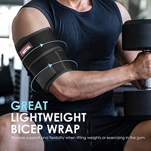 FEATOL Bicep Tendonitis Brace Compression Sleeve Support, Upper Arm Brace Tricep Bicep Support Bands for Men and Women, Arm Wrap Pain Relief for Muscle Strains and Inflammation(Black, X-Large) Black