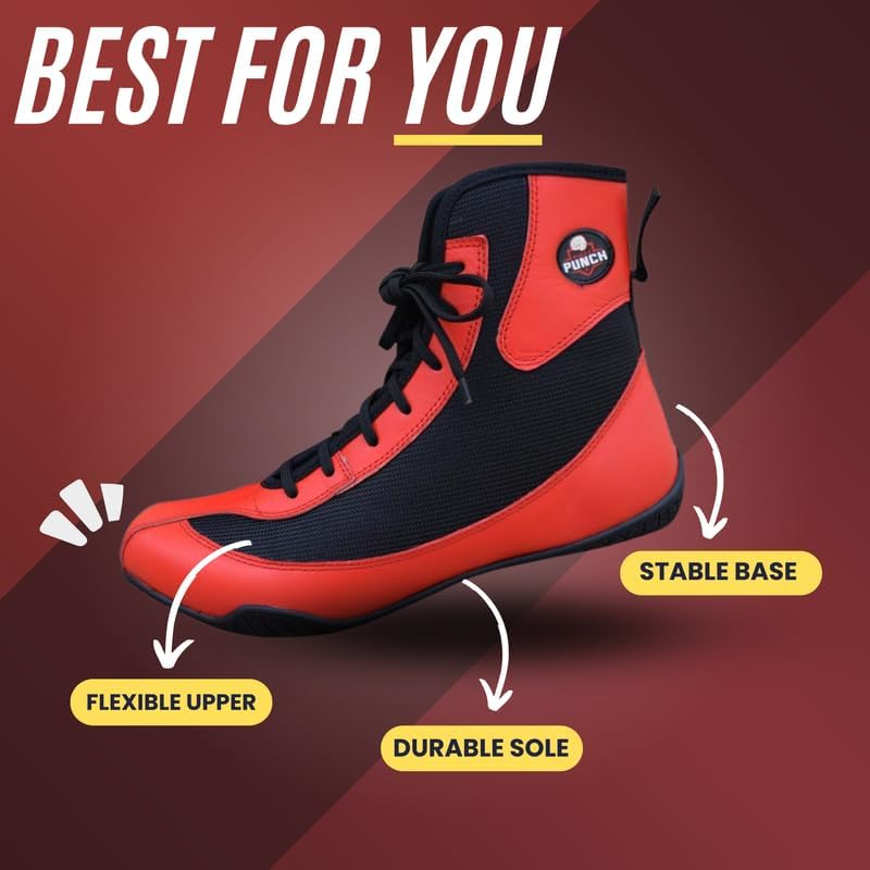 Professional Boxing Shoes for Men, Women 7 Red & Black - BeesActive Australia